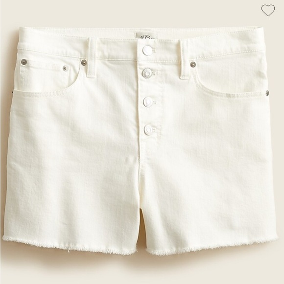 NWT! J Crew White Button Fly High Rise Denim Shorts 29 - Picture 1 of 8